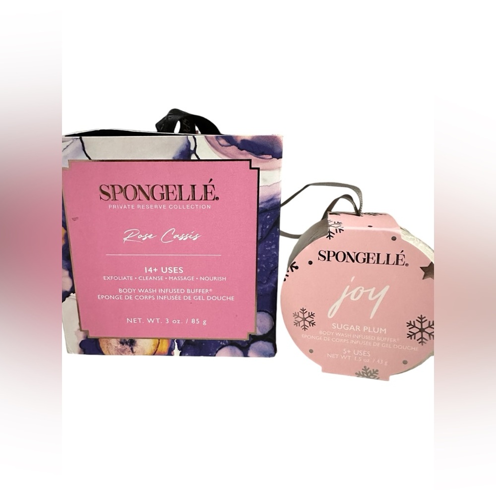Spongelle Bundle Body Wash Rose Cassis + Sugar Plum Joy Travel Size NIB